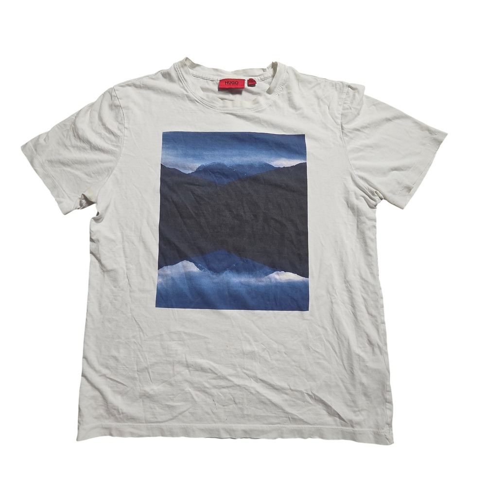Hugo Boss Hugo Mens Landscape Print Graphic T-Shirt M Short Sleeve Minimalist